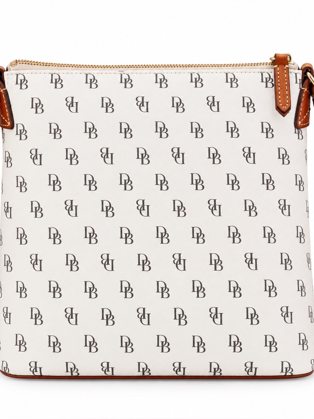 NWT Dooney & Bourke Cream Monogram Crossbody with Brown Trim - Picture 2 of 5